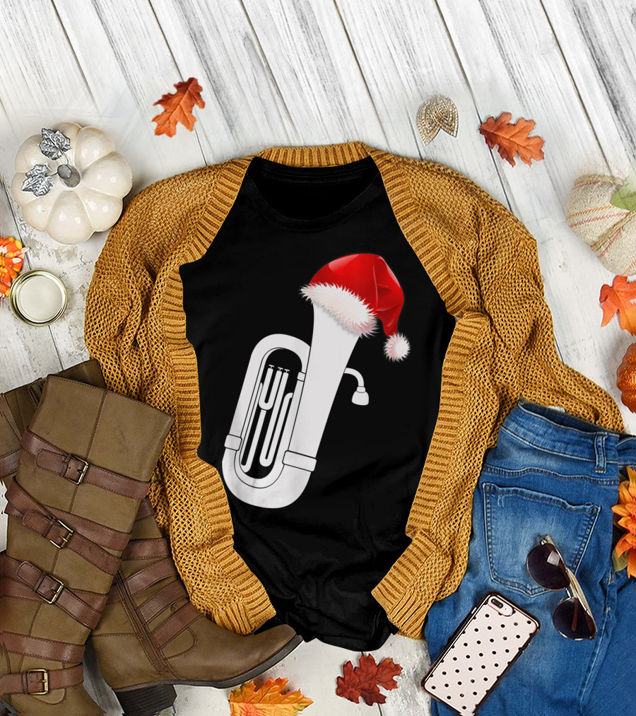 Christmas Tuba Santa Band Players Festive Holiday Instrument T-Shirt