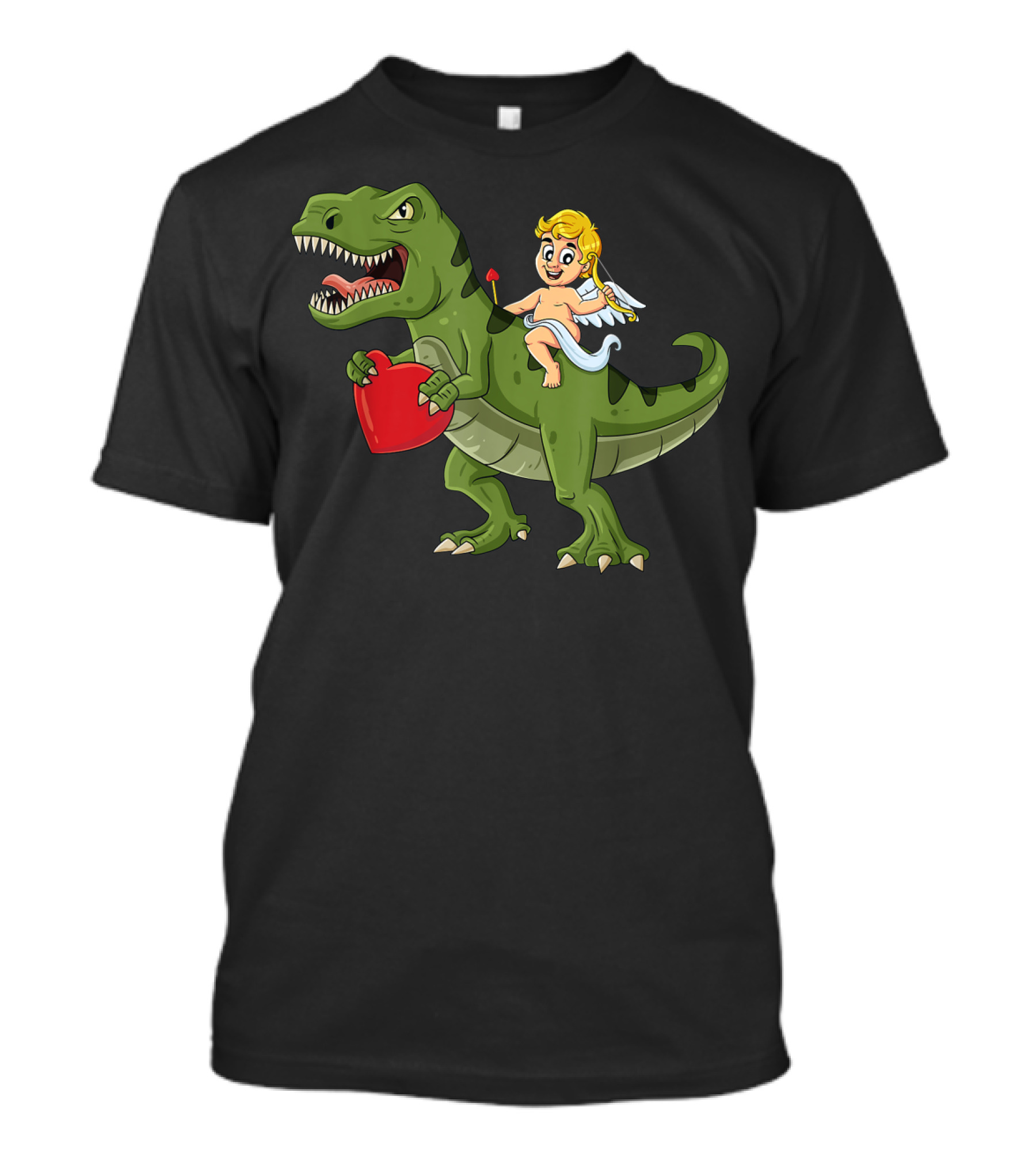 Valentine Cupid On Dinosaur With Heart And Arrow T-Shirt