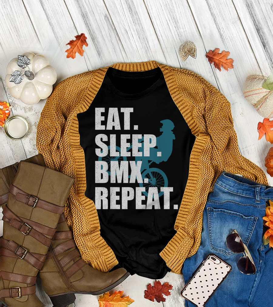Eat Sleep BMX Repeat Funny Vintage BMX Rider T-Shirt