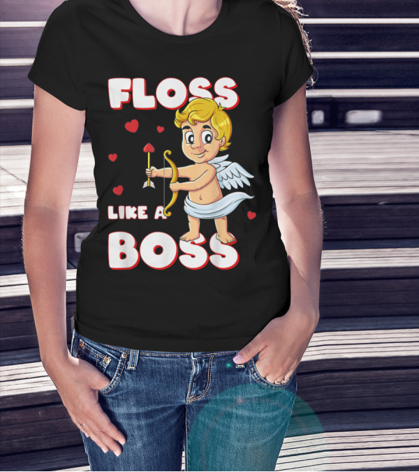 Floss Like A Boss Cupid Valentine's Day Bow Arrow Hearts T-Shirt