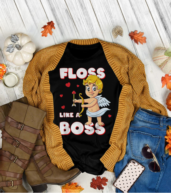 Floss Like A Boss Cupid Valentine's Day Bow Arrow Hearts T-Shirt