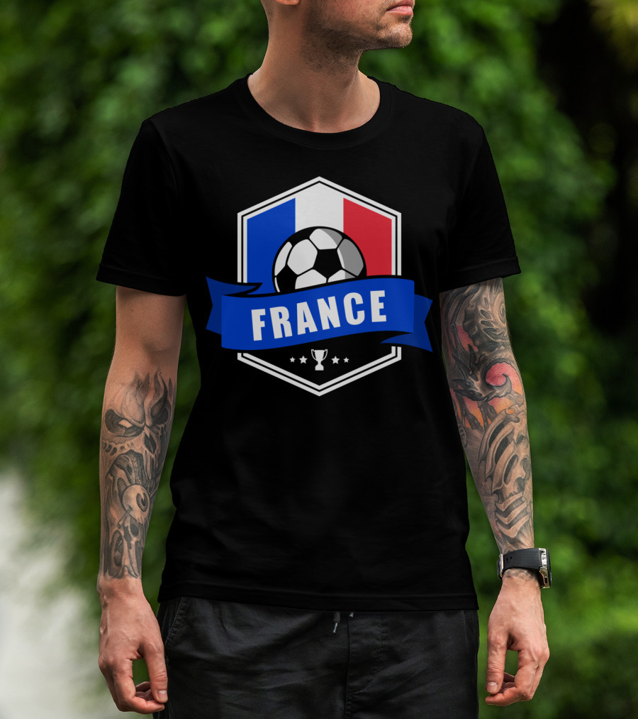 France Soccer French Team Ball Flag Trophy Fan T-Shirt
