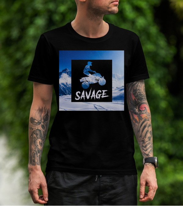 Savage Quad Bike Adventure 4Wheeler ATV In Snowy Mountains T-Shirt