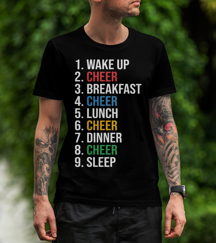 Cheerleading Schedule Wake Up Cheer Eat Cheer Sleep Routine T-Shirt