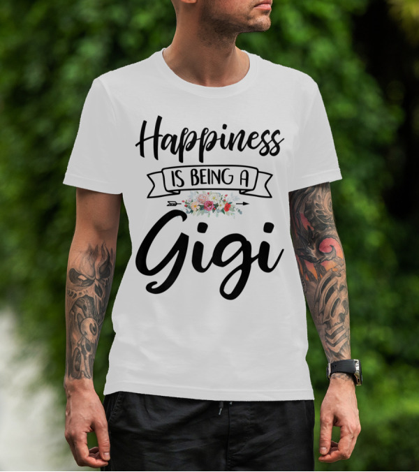 Happiness Is Being A Gigi Mother's Day Floral Wreath T-Shirt