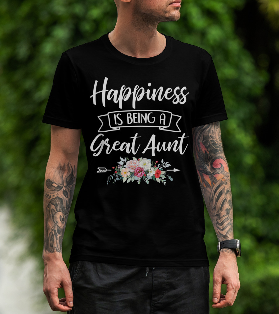 Happiness Is Being A Great Aunt Floral Arrow T-Shirt