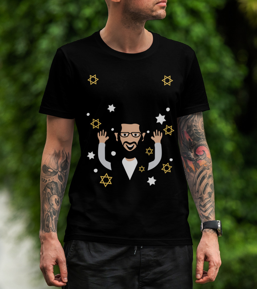 Happy Challah Days Hanukkah Chanukah Menorah Stars Dreidel Rabbi T-Shirt