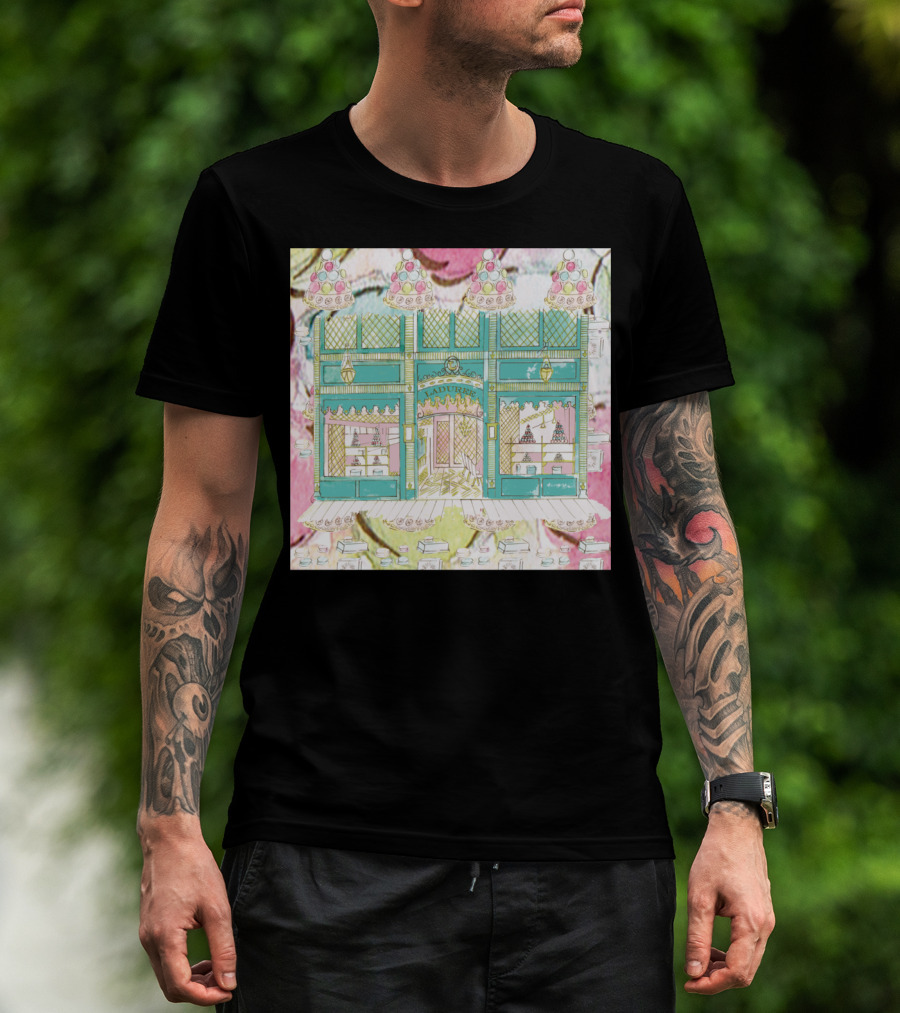 Laduree Shop Window Pastel Colour Macarons French Patisserie Display T-Shirt