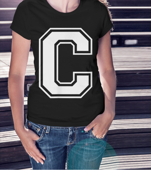 Letter C Name Initial Group Match Old School Block T-Shirt