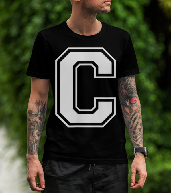 Letter C Name Initial Group Match Old School Block T-Shirt