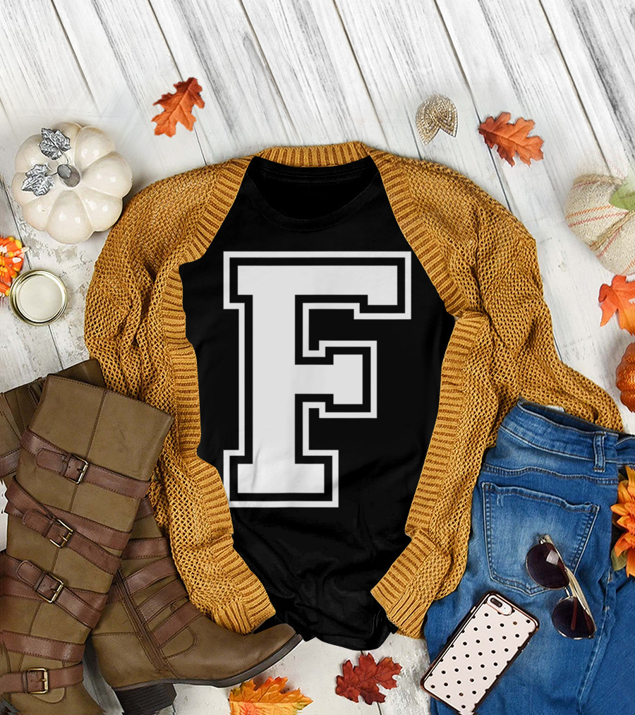 F Letter Name Initial Group Match Old School T-Shirt
