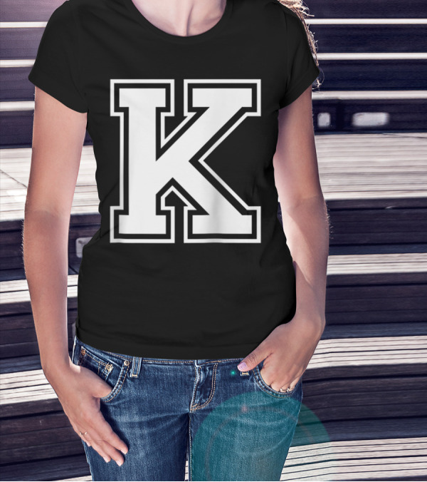 K Initial Old School Style Letter T-Shirt