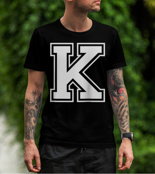 K Initial Old School Style Letter T-Shirt