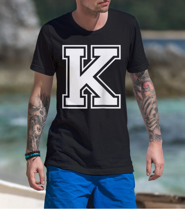 K Initial Old School Style Letter T-Shirt