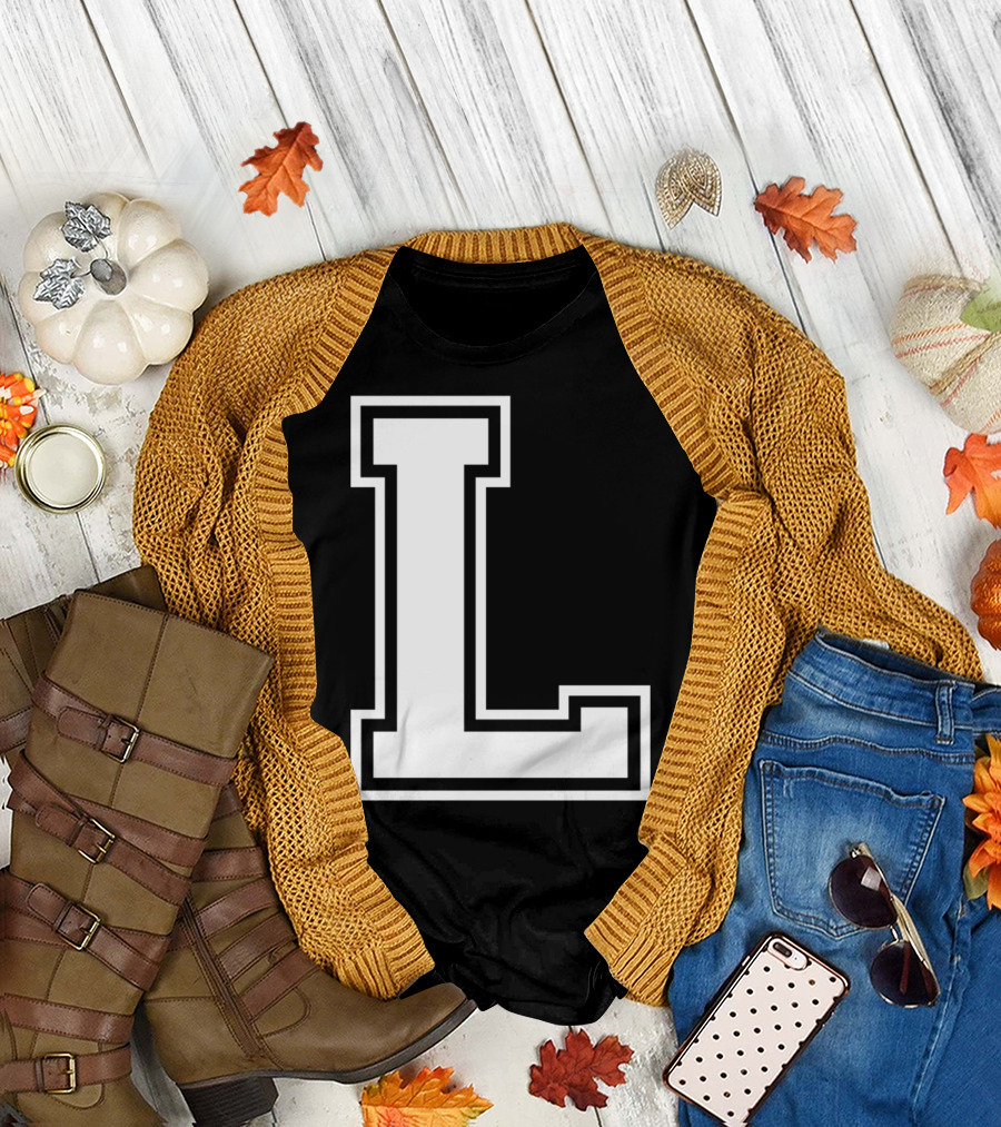 Letter L Name Initial Group Match Old School Block T-Shirt