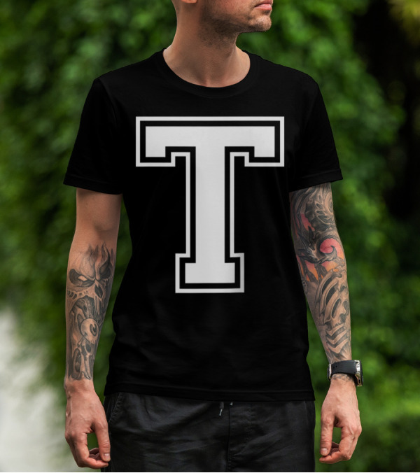 Letter T Initial Old School Bold Monogram T-Shirt