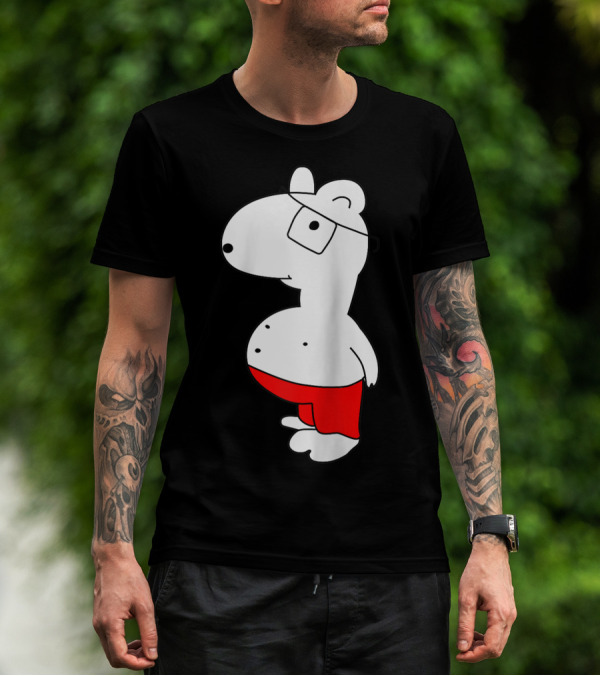 Marcuskun Bear Character With Glasses And Red Shorts T-Shirt