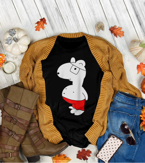 Marcuskun Bear Character With Glasses And Red Shorts T-Shirt