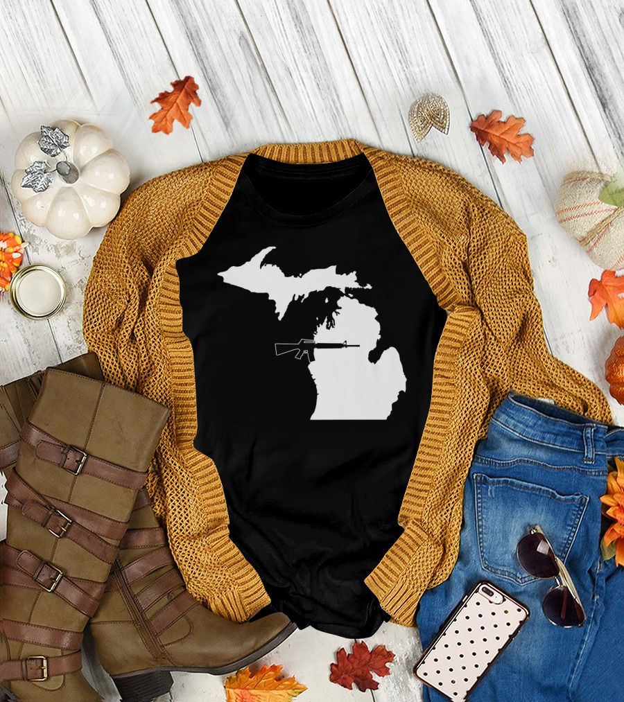 Michigan Shape with Tactical Gun T-Shirt