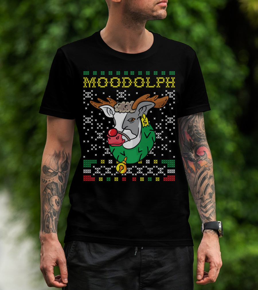 Moodolph Moo Cow Reindeer Christmas Holiday T-Shirt