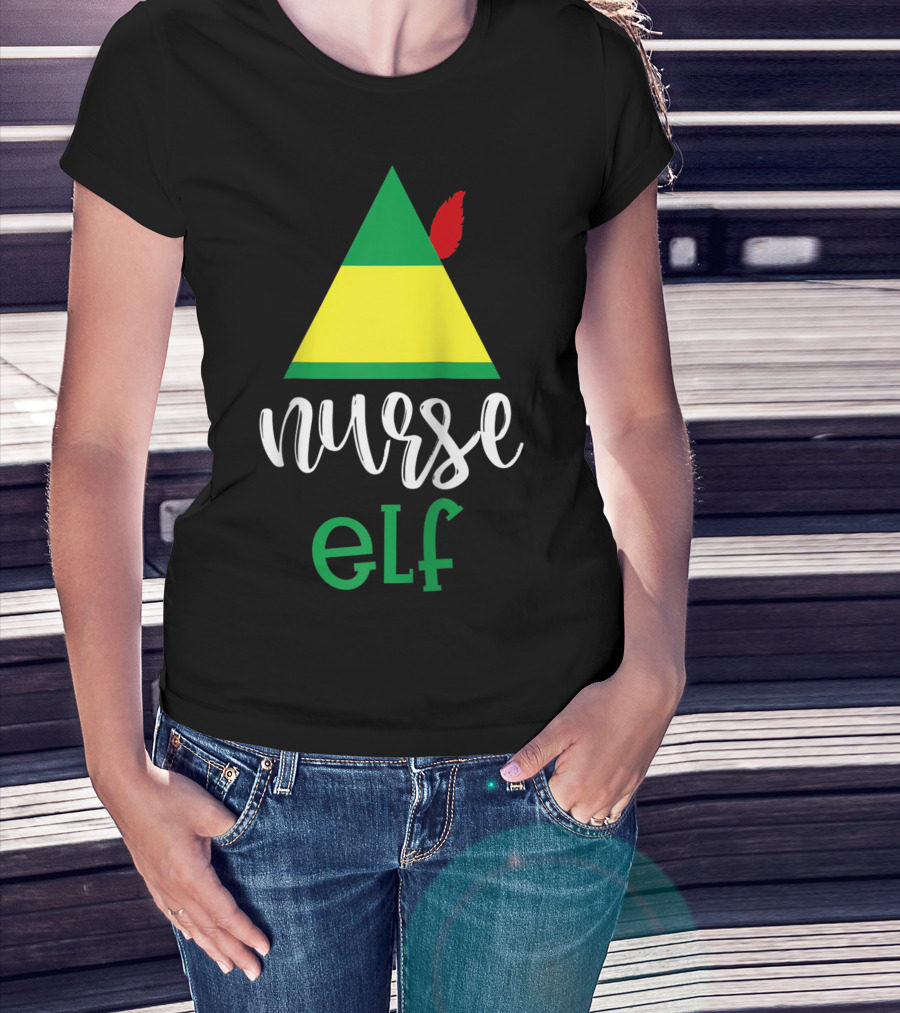 Nurse Elf Funny Christmas Medical Rn Lpn Holiday Humor T-Shirt