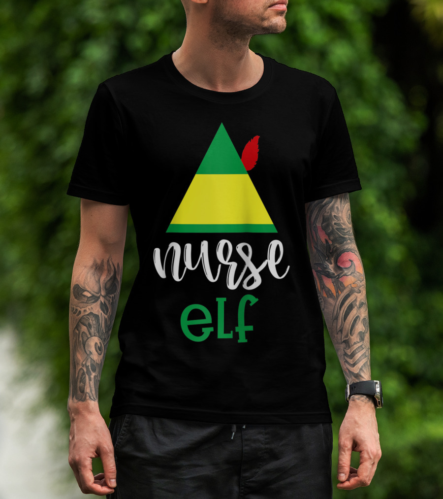 Nurse Elf Funny Christmas Medical Rn Lpn Holiday Humor T-Shirt