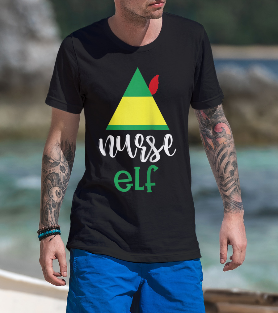 Nurse Elf Funny Christmas Medical Rn Lpn Holiday Humor T-Shirt