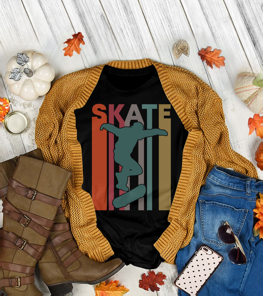 Retro Skate Skateboarder Vintage 70S 80S Skateboarding T-Shirt