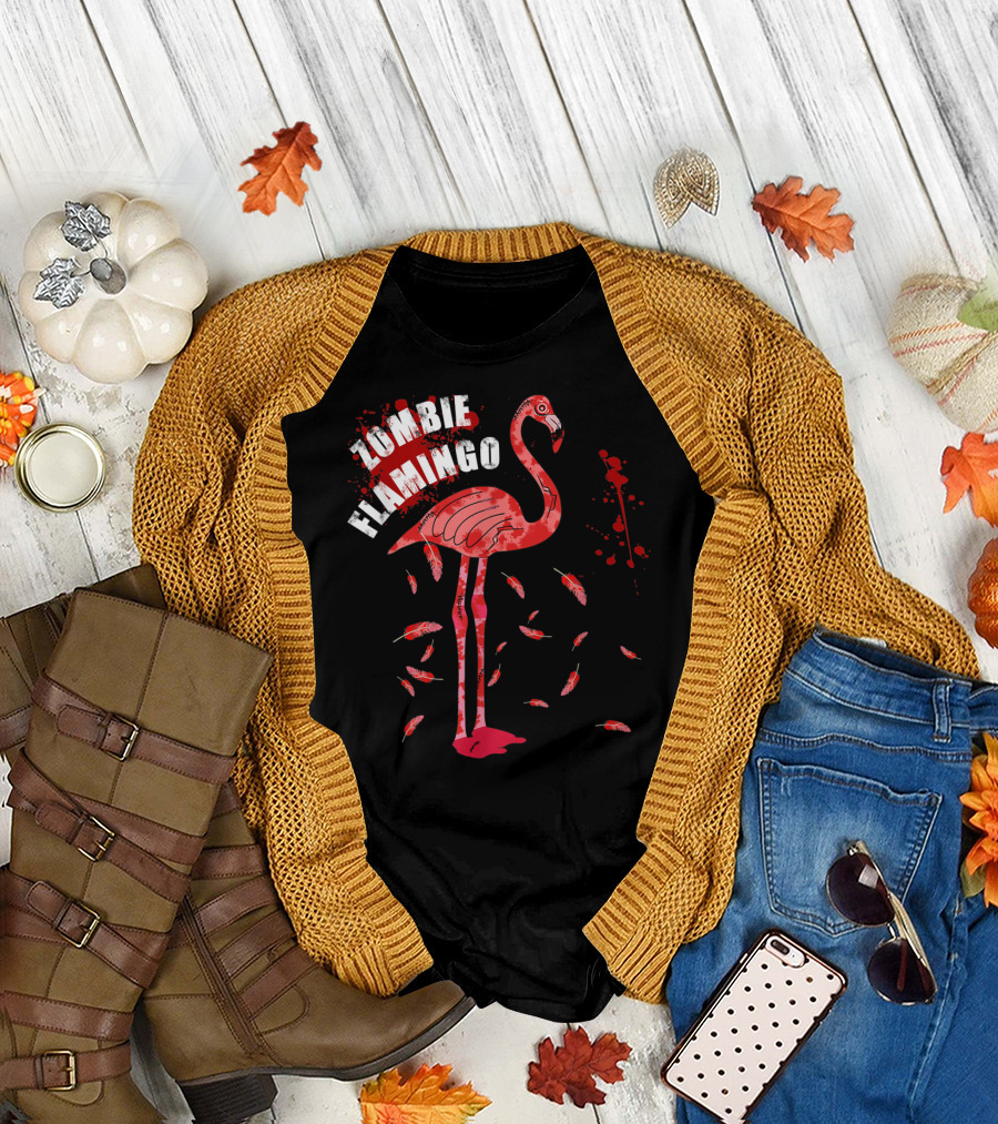 Zombie Flamingo Halloween Scary Bird T-Shirt