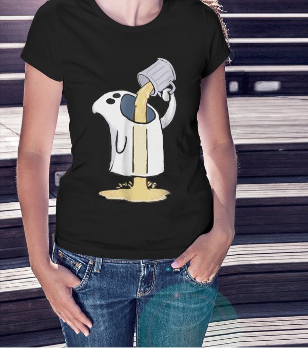 Funny Beer Drinking Ghost Overflowing With Boo-zy Spirit T-Shirt