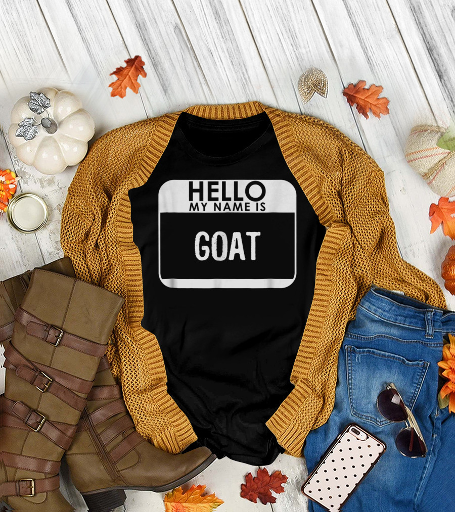 Hello My Name Is Goat Costume Funny Easy Halloween Outfit Animal T-Shirt