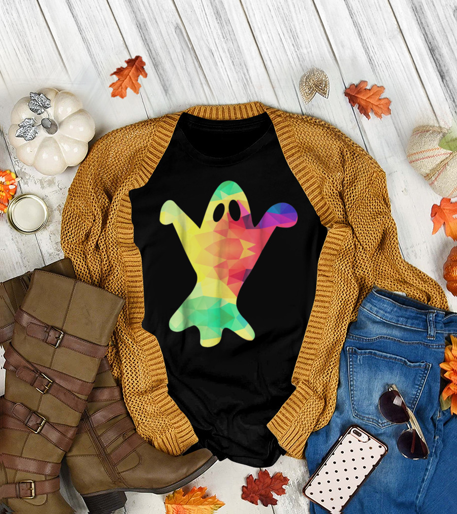 Halloween Ghost 1970s Tie Dye Super Groovy Psychedelic Colors T-Shirt