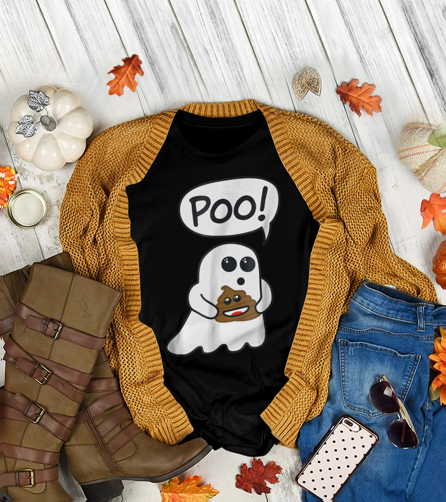 Halloween Ghost Poo Emoji Funny Poop T-Shirt