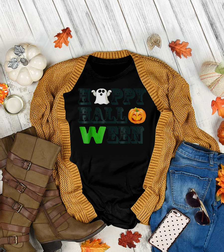 Happy Halloween Ghost Pumpkin Creative Design for Women Men Kids Scary T-Shirt
