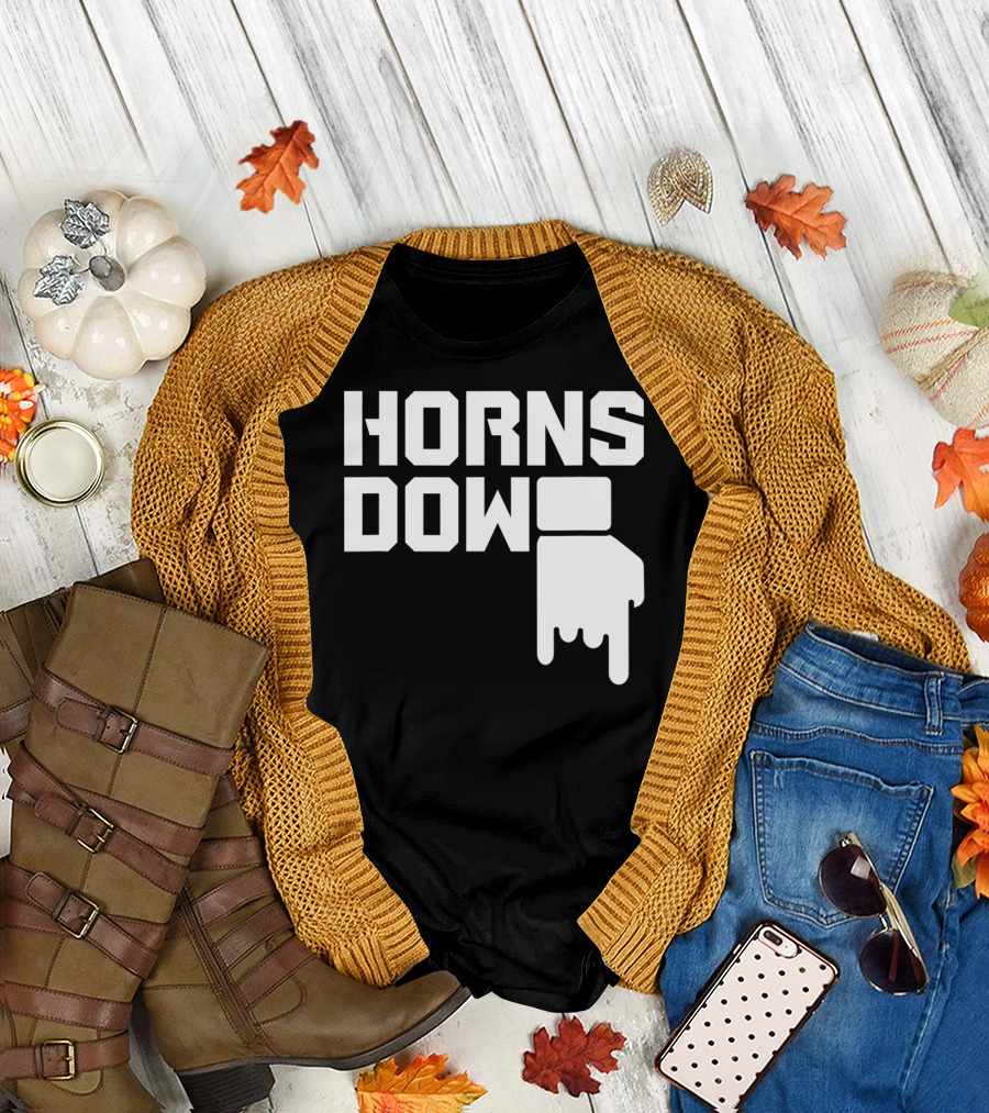 Horns Down Gesture Icon with Text T-Shirt