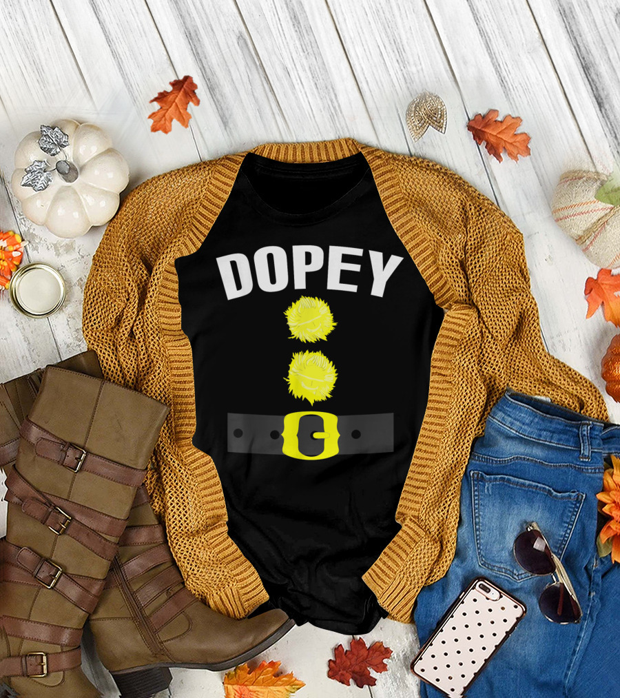 Dopey Dwarf Costume Dopey Halloween Belt Buckle Fuzzy Green T-Shirt