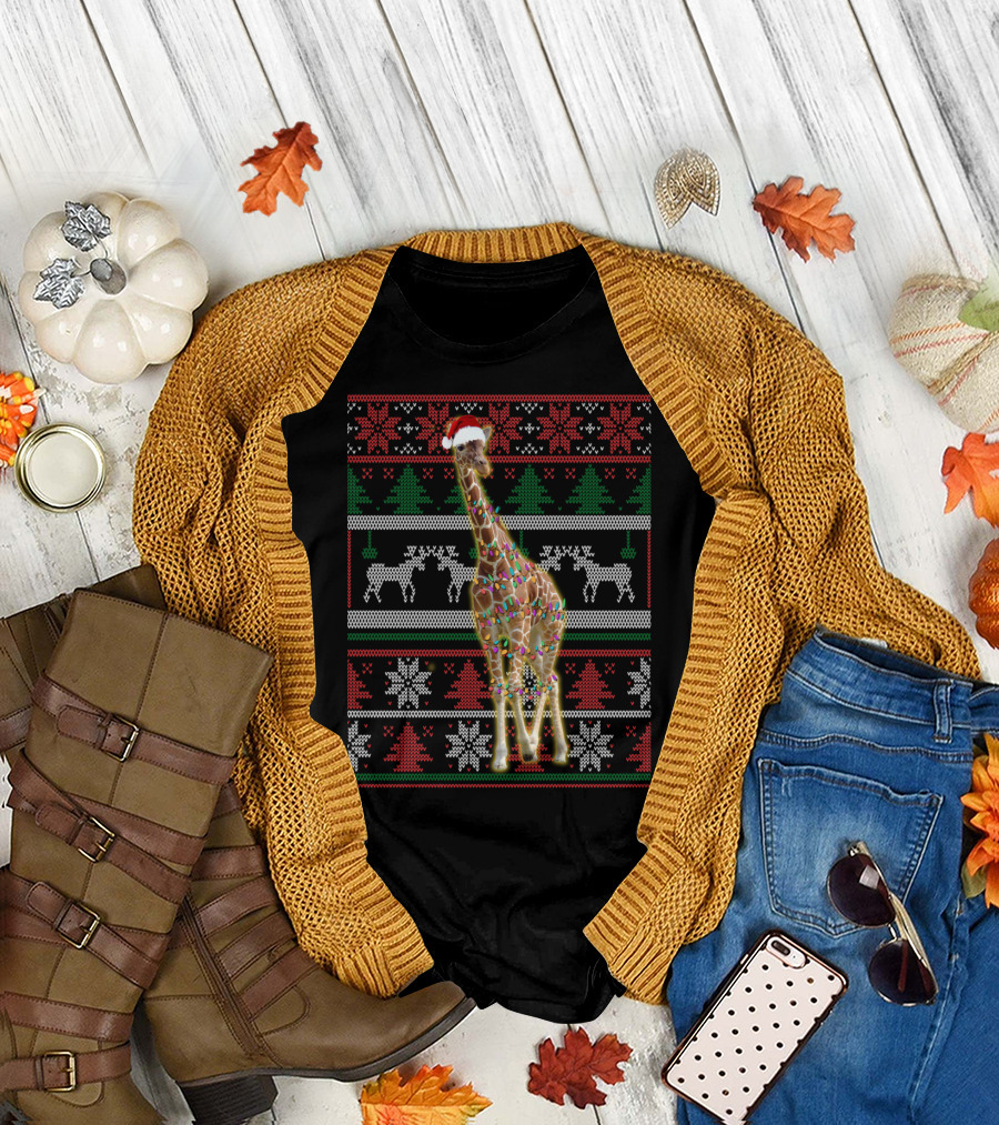 Funny Giraffe Ugly Christmas T-Shirt