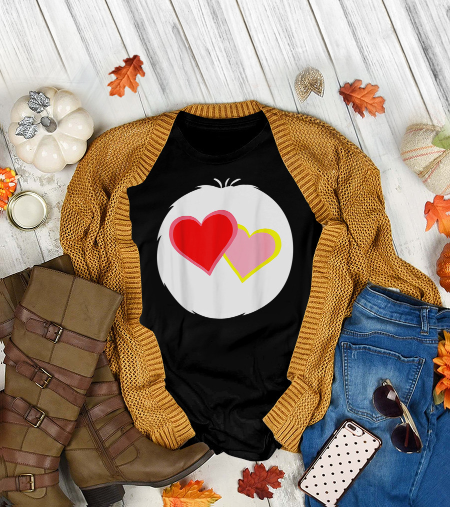 Funny Halloween Bear Costume I Love A Lot Red Pink Hearts T-Shirt