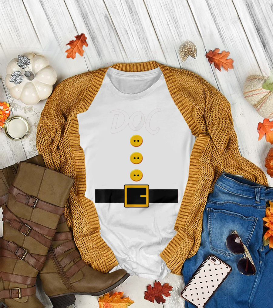 Doc Dwarf Costume Funny Halloween Buttons and Belt T-Shirt