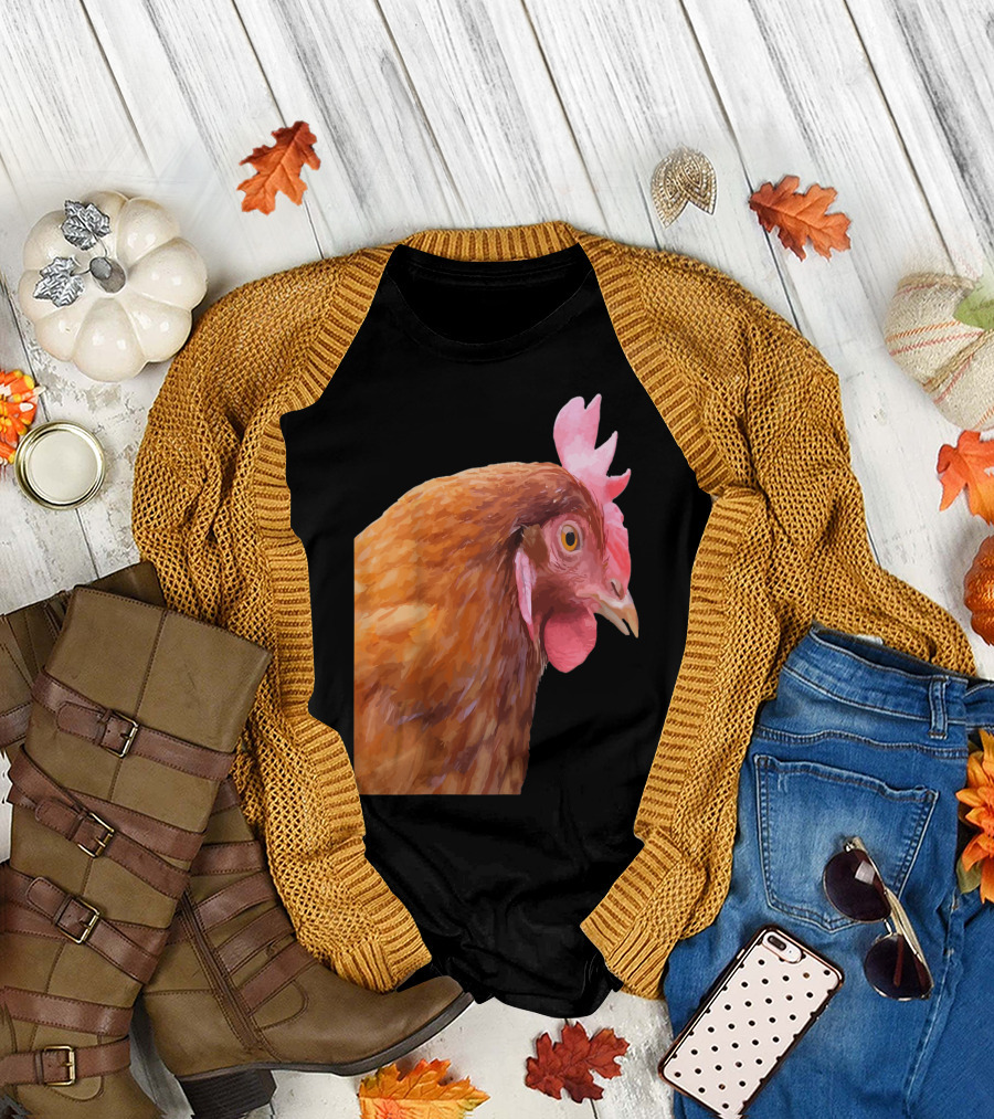 Funny Farmyard Hen Portrait Side View T-Shirt