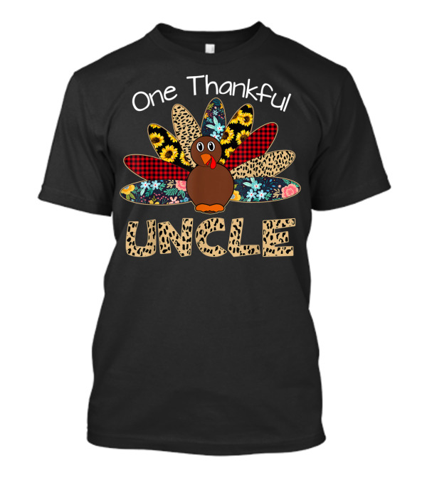 One Thankful Uncle Turkey With Patterned Feathers T-Shirt
