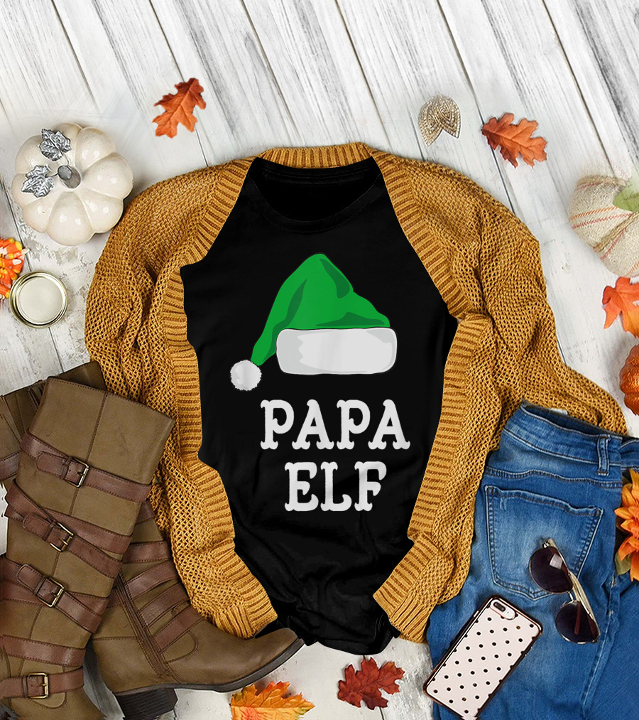 Papa Elf Christmas Matching Family Group Holiday T-Shirt