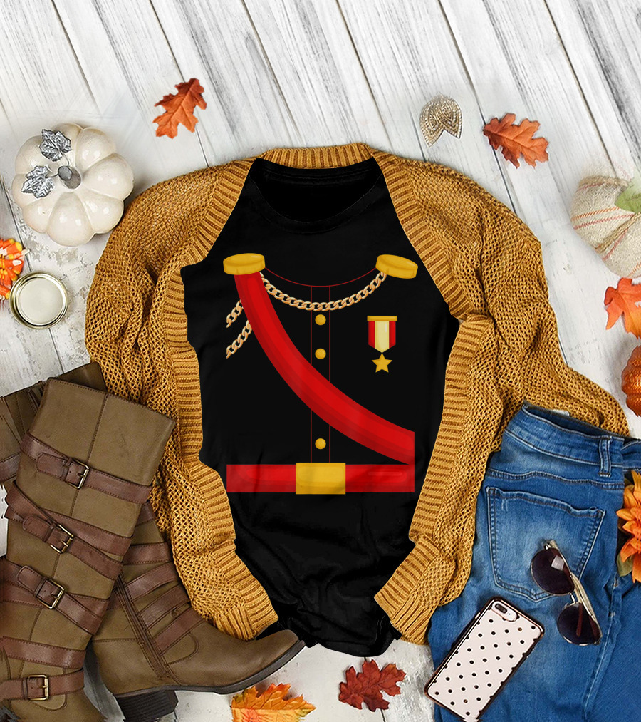 Prince Charming Regal Red Sash with Gold Chains and Medal T-Shirt