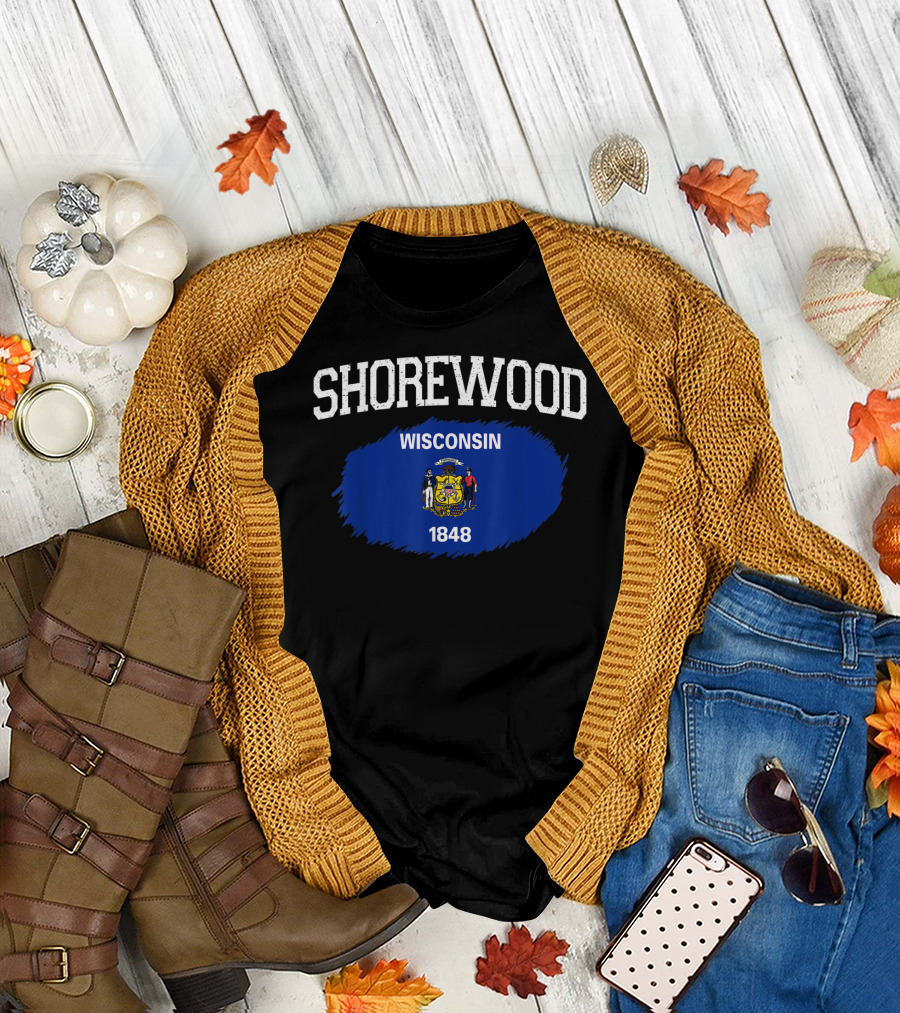 Shorewood Wisconsin State Flag 1848 Vintage T-Shirt