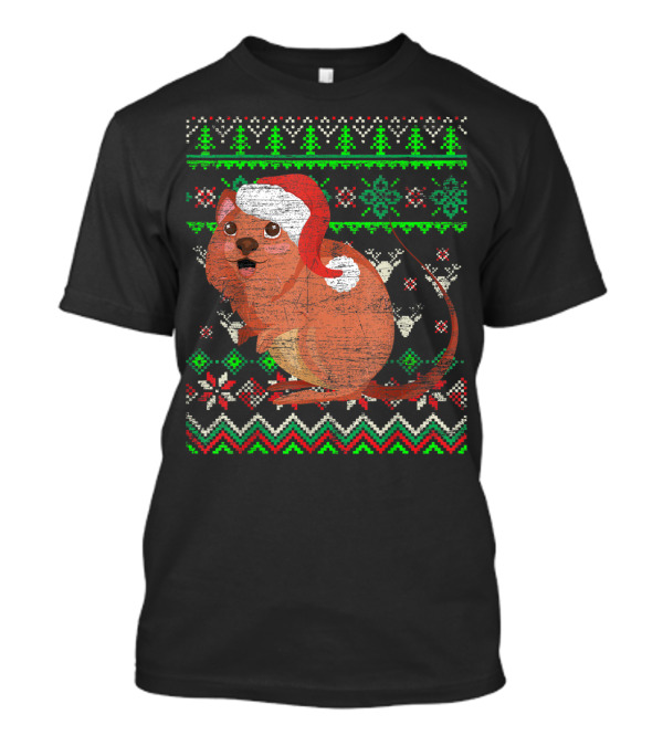 Ugly Christmas Sweater Quokka In Santa Hat With Festive T-Shirt