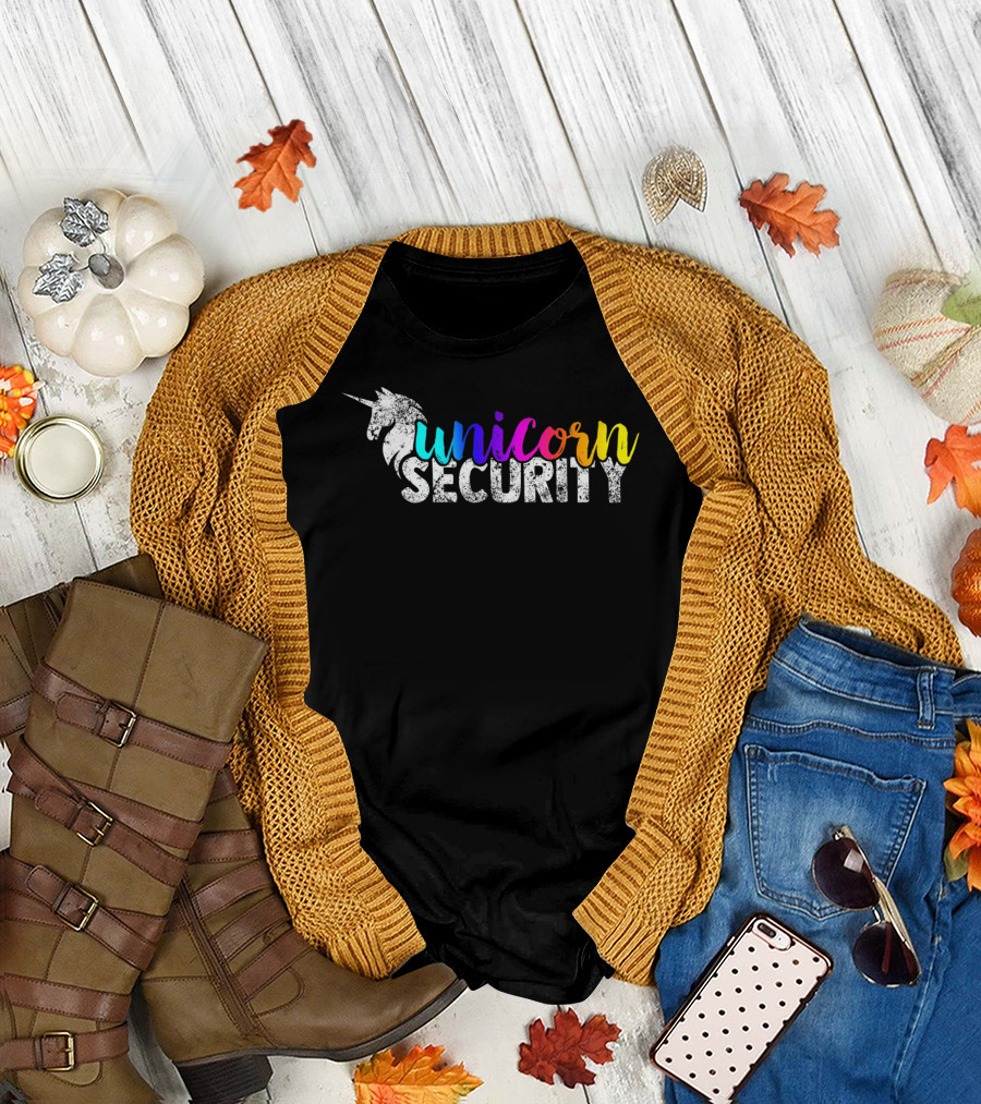 Unicorn Security Rainbow Squad Funny Dad Security Team T-Shirt