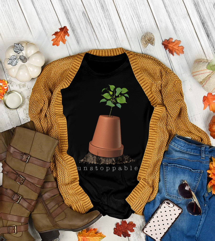 Unstoppable Plant Breaking Through Clay Pot T-Shirt