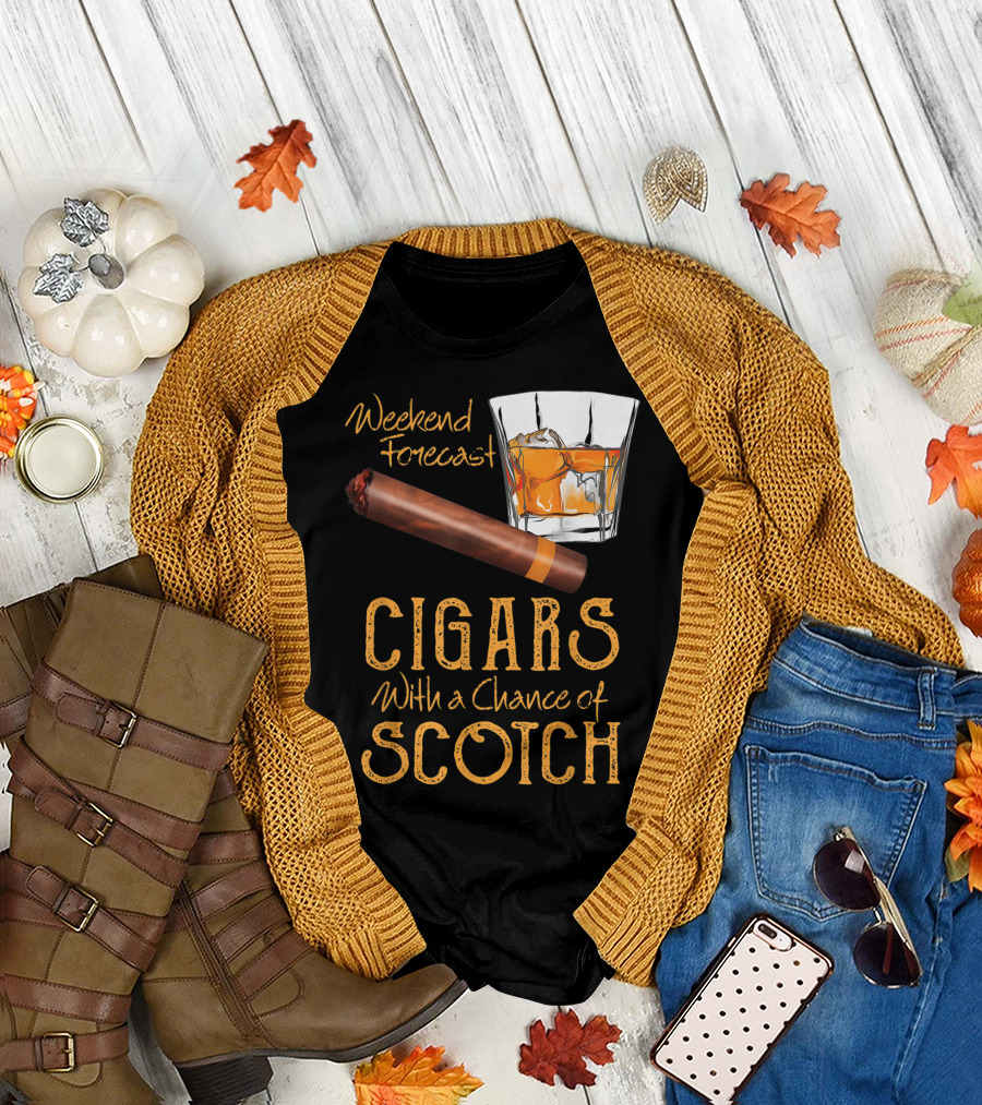 Weekend Forecast Cigars With a Chance of Scotch T-Shirt
