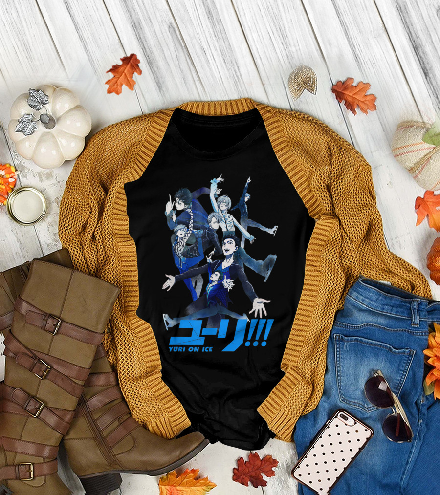Yuri On Ice Anime Skating Characters Dynamic Blue Ensemble T-Shirt
