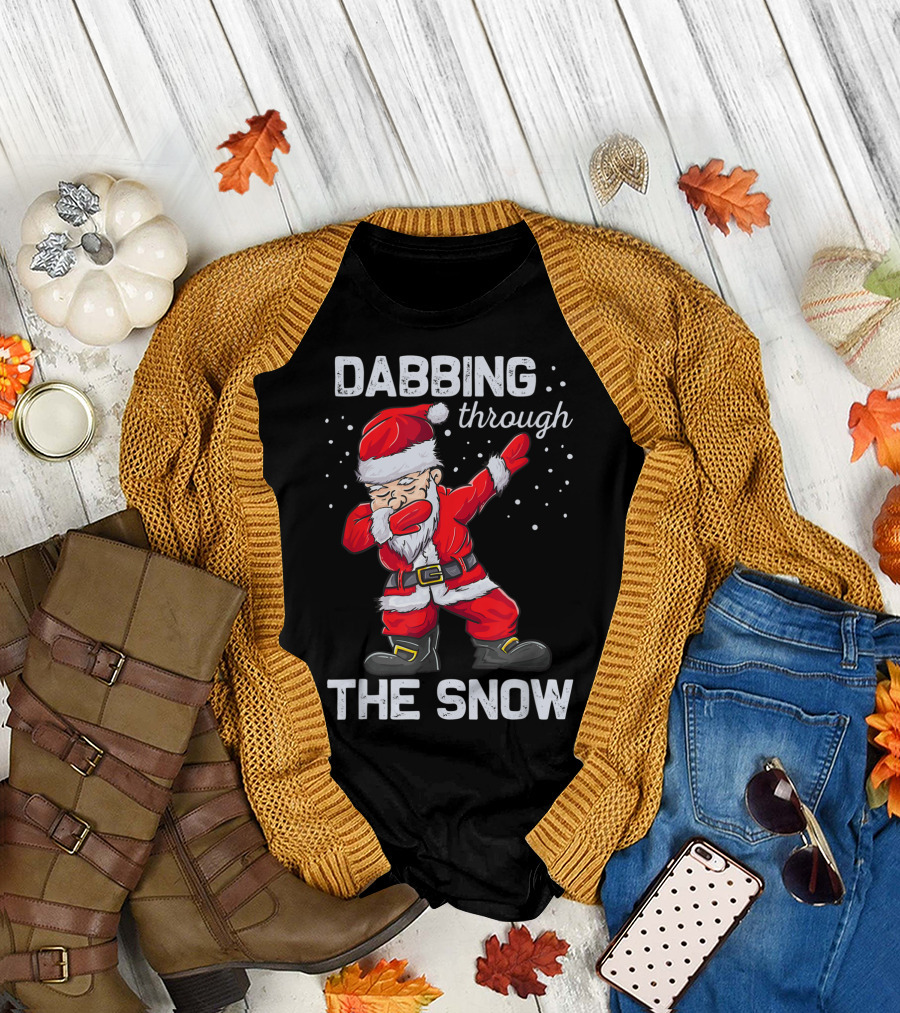 Dabbing Through the Snow Funny Santa Claus Christmas Dab T-Shirt